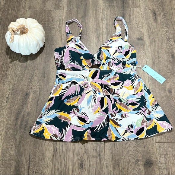 Birdsong Wanderlust Tie Front Underwire Bra Sized Tankini Top 32-DD/E US NWT - Picture 9 of 14